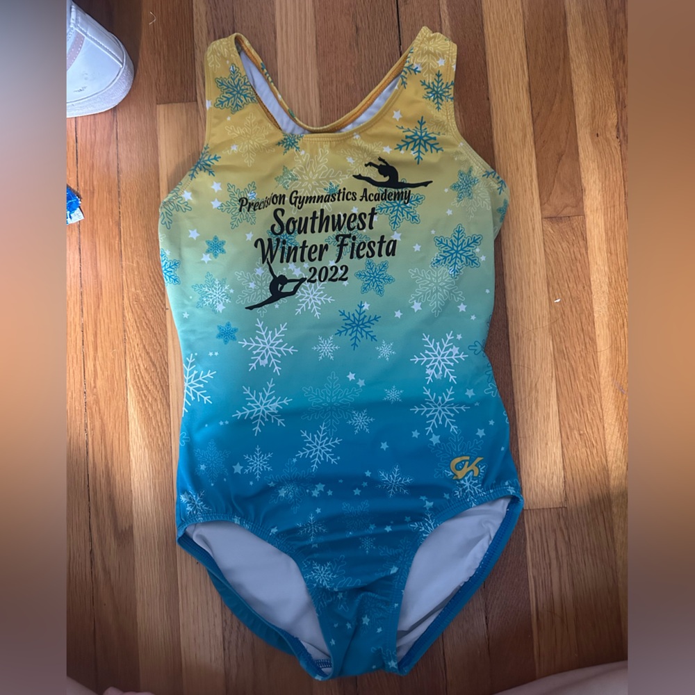 Southwest Winter Fiesta gymnastics leotard - Yellow and Blue